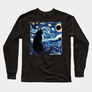 Starry Night Solar Eclipse 2024 Long Sleeve T-Shirt